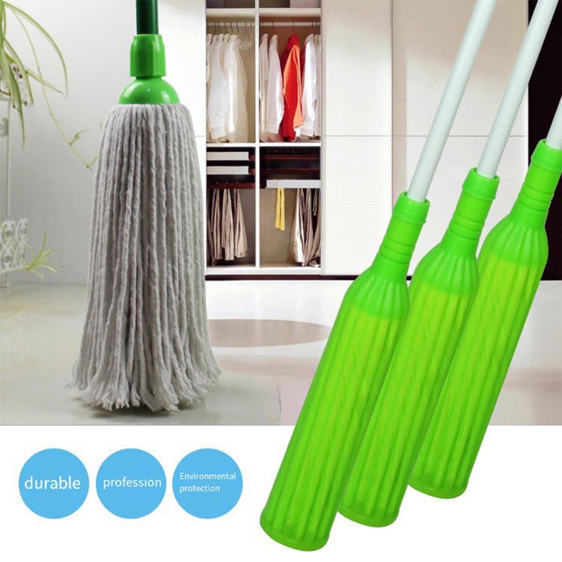 Mopa giratoria de microfibra 2 en 1 con 2 almohadillas reemplazables, limpiador de suelos giratorio de 360°, mopa de secado rápido para madera dura y uso comercial, ideal para limpieza del hogar (2