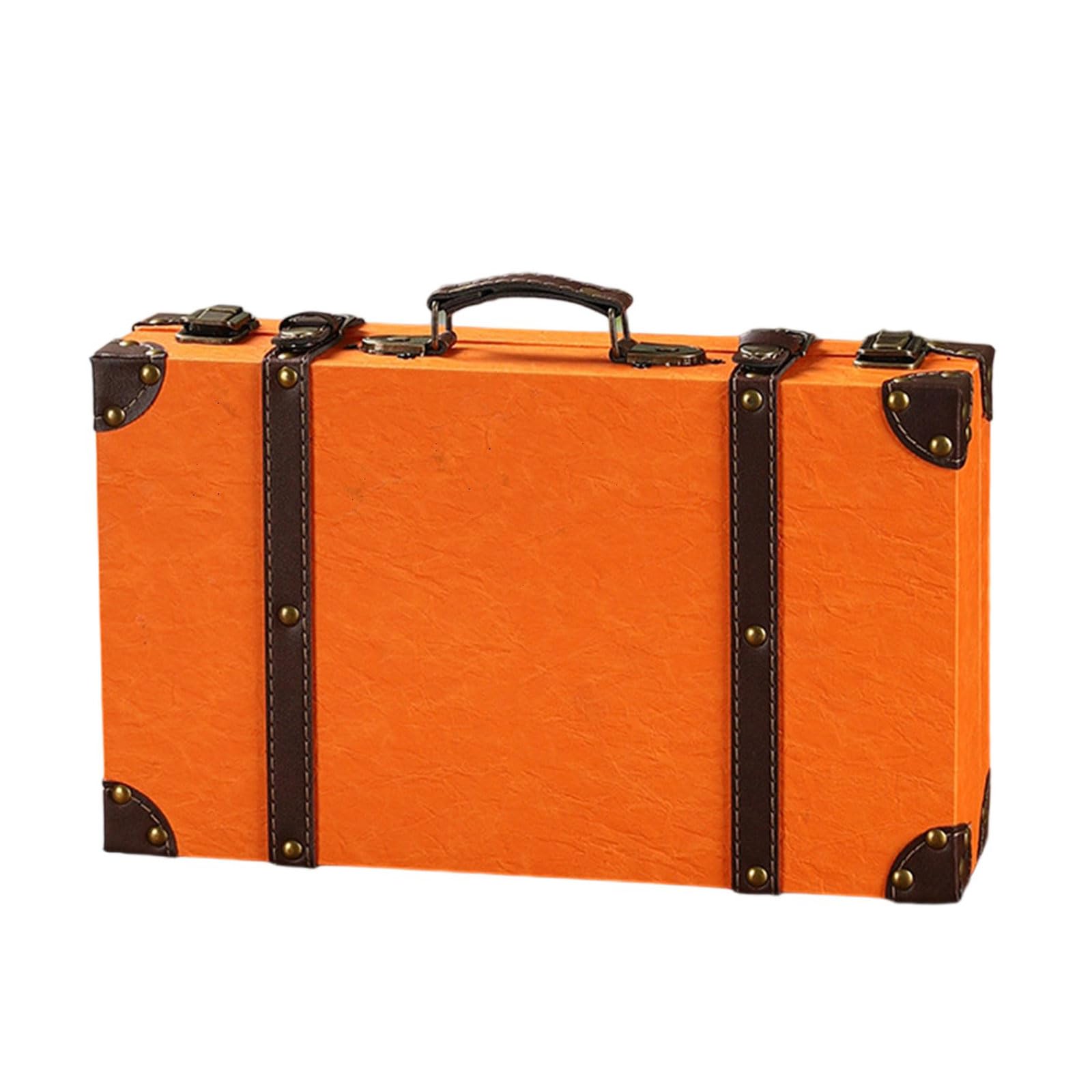NEWFT Storage Box with Reinforced Wooden Base and Sturdy Leather Exterior Vintage Styles Homes Organization Box Modern Classical Storage Trunk