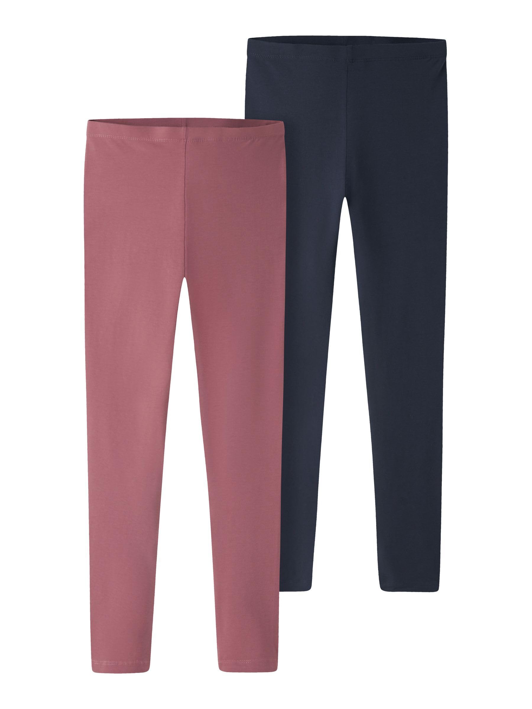 NAME IT Girls' NKFVIVIAN 2P L NOOS Leggings, Deco Rose/Pack: Packed with Dark Sapphire, 110/116