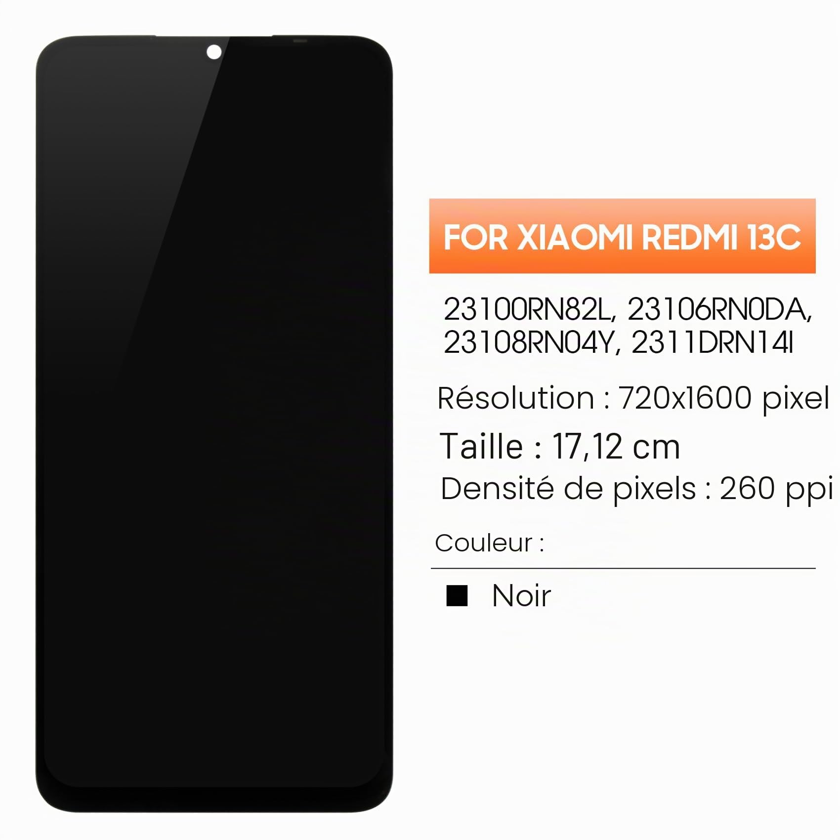 LCD Écran pour Xiaomi Redmi 13C Display pour Redmi 13C 23100RN82L 23106RN0DA 23108RN04Y LCD Ecran Tactile Digitizer Full Assembly avec Outils Noir 6.74"