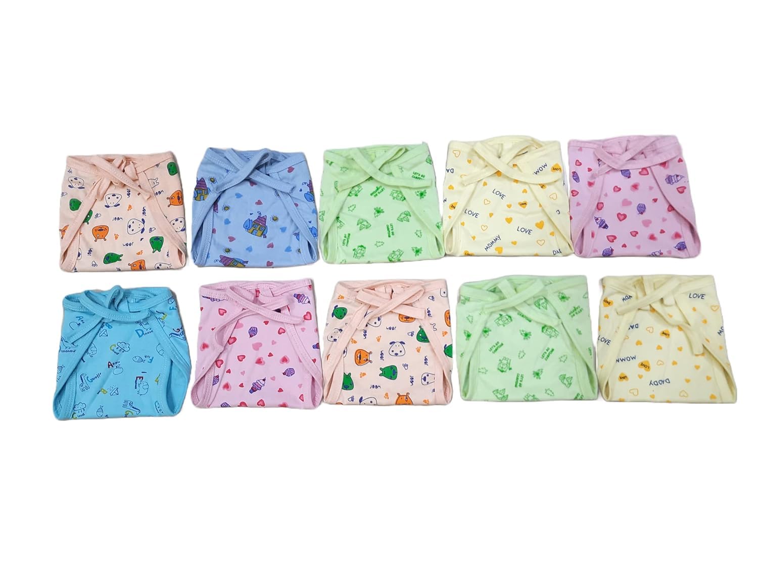 New Born Baby Cotton Cloth Diapers Langot/Nappy U Shaped Washable & Reusable Nappies for 0 to 6 Months, Multicolour (0 to 6 Months, Pack of 12)-image-16