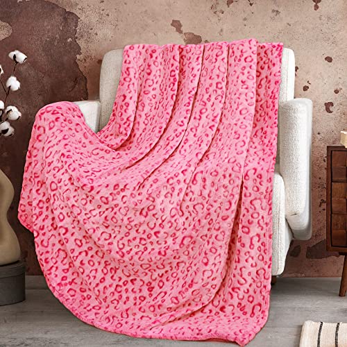 Image of ZHIKU Pink Blanket for Women - Cheetah Print Blanket Pink Gifts for Women Mother Girls Soft Warm Leopard Print Throw Blanket for Birthday Gifts 50"x60"