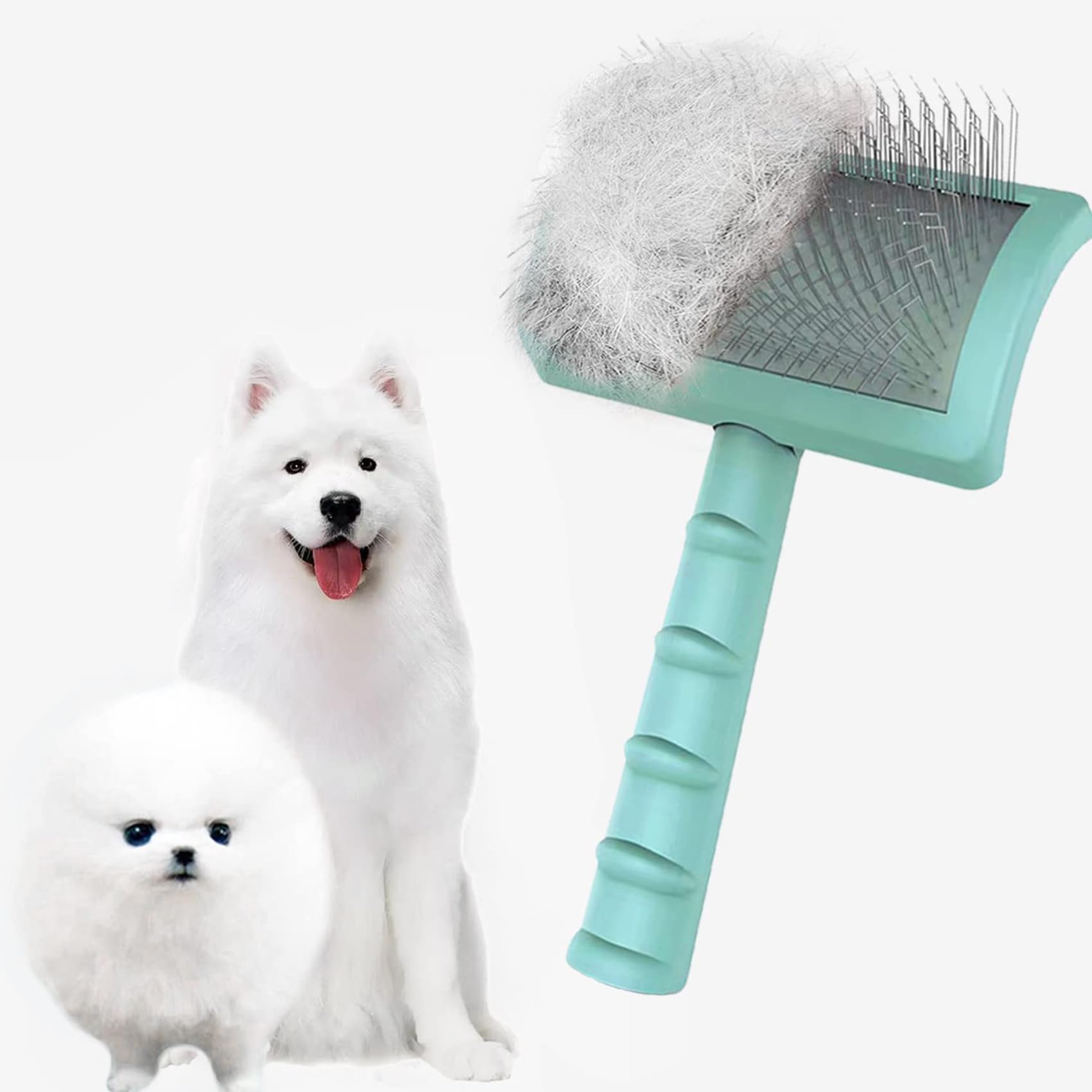 4X Cepillo Rebanador Firme para Perros - Cepillo Rebanador Extra para Perros Grandes Cepillo de Alambre para el Cuidado de Mascotas y DesodorizacióN (Verde)