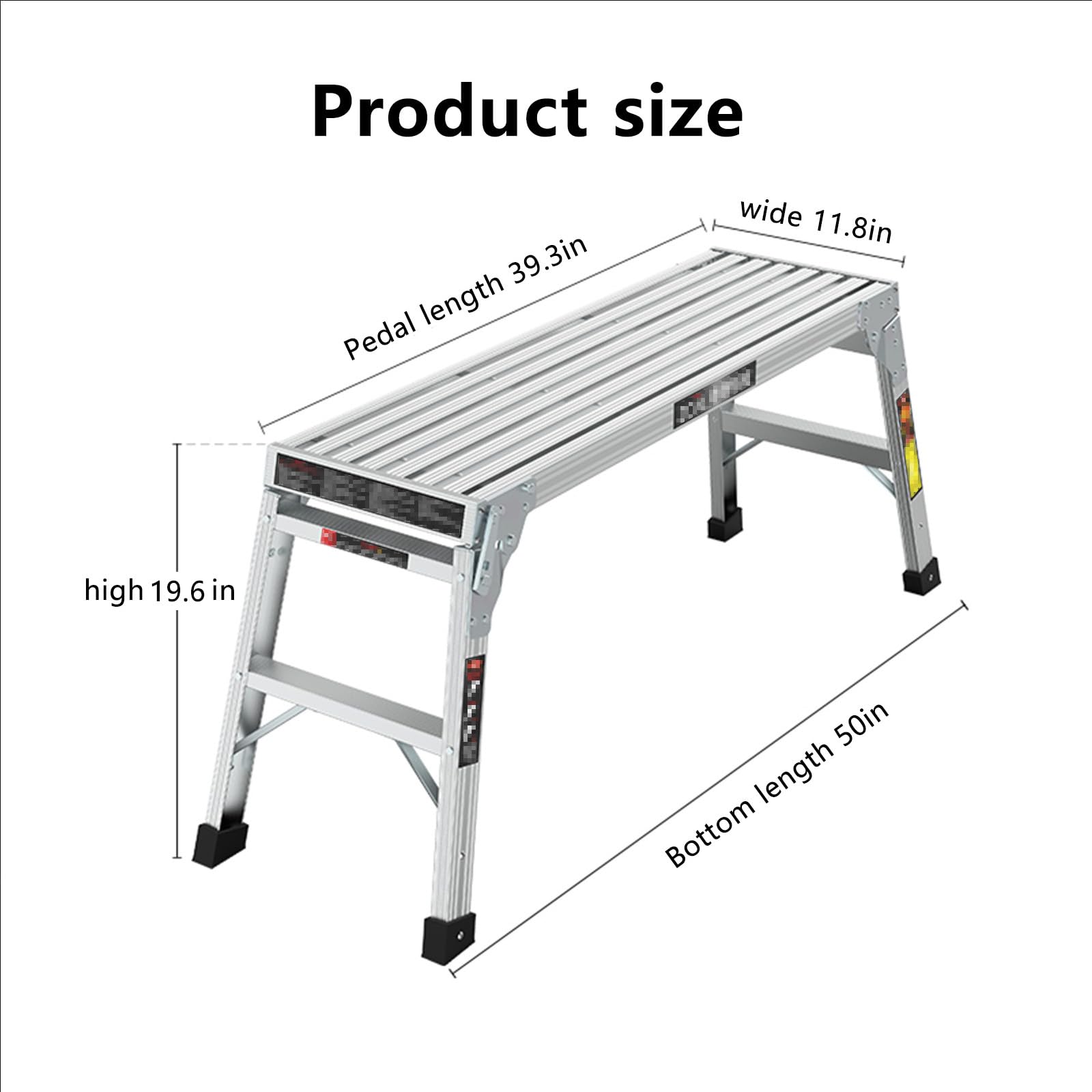 Plataforma de Trabajo Portátil Multifuncional de Aluminio,Plataforma de andamio,Plataforma de trabajo de aluminio para limpieza de techo,pintura y lavado de automóviles,carga má(Size:39.3*11.8*19.6in)