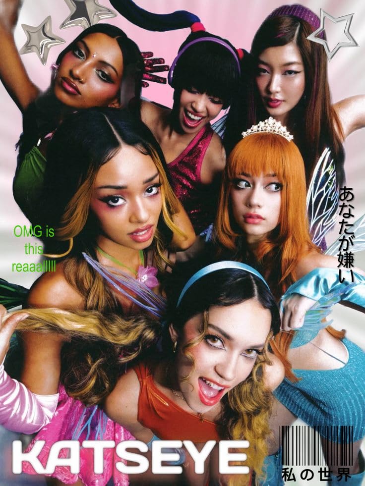 Image of KATSEYE Girl Group Poster - Glossy A4 Size, Self-Adhesive, Unframed Wall Art Featuring Beautiful Chaos Design (Artwork)