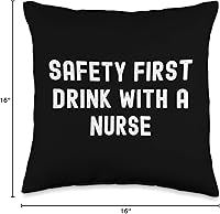 Vista 4 de Safety First Drink With A Nurse Almohada de tiro 16x16, multicolor