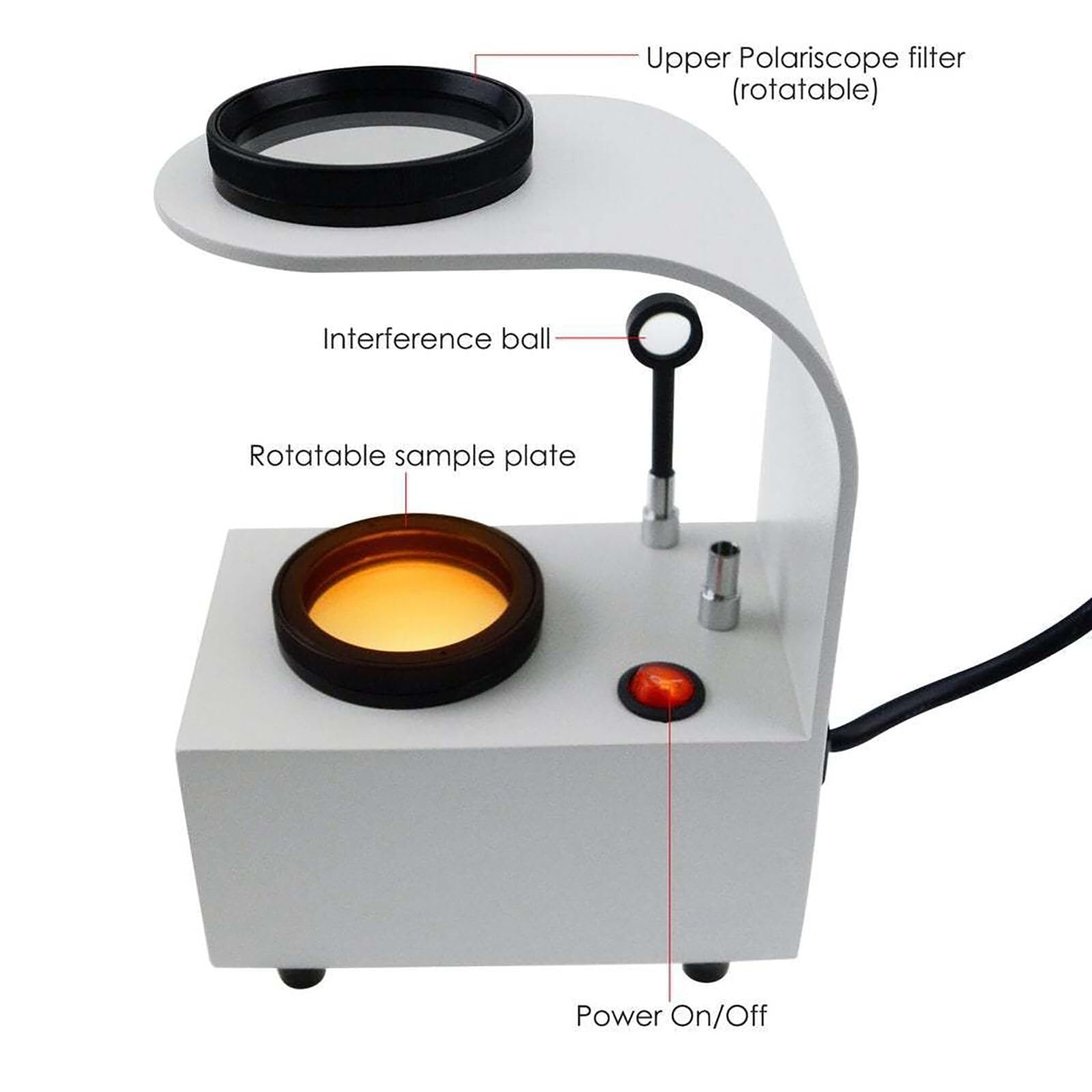 Tisch-polariskop Mit Led-leuchte, Spiegelhöhe 58 Mm, Mit Interferenzkugel Und Universalklemme, Schmuck-polarisometer-Tester Für Diamanten, Amethyste Und Edelsteine