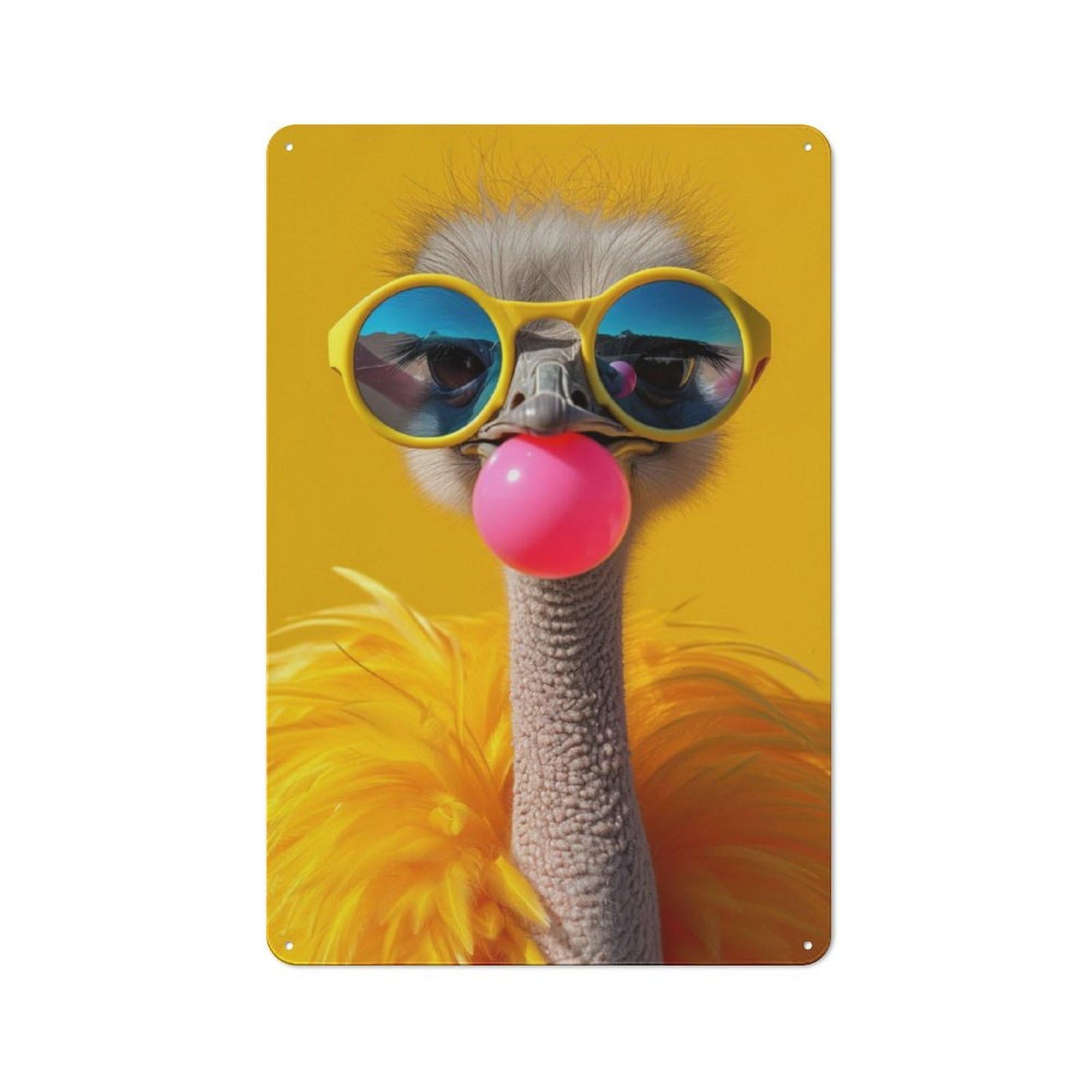 Junmoney Ostrich Bubblegum Metal Wall Sign 30X20cm Featuring For Workshop Wall, For Makers And Diy Enthusiasts