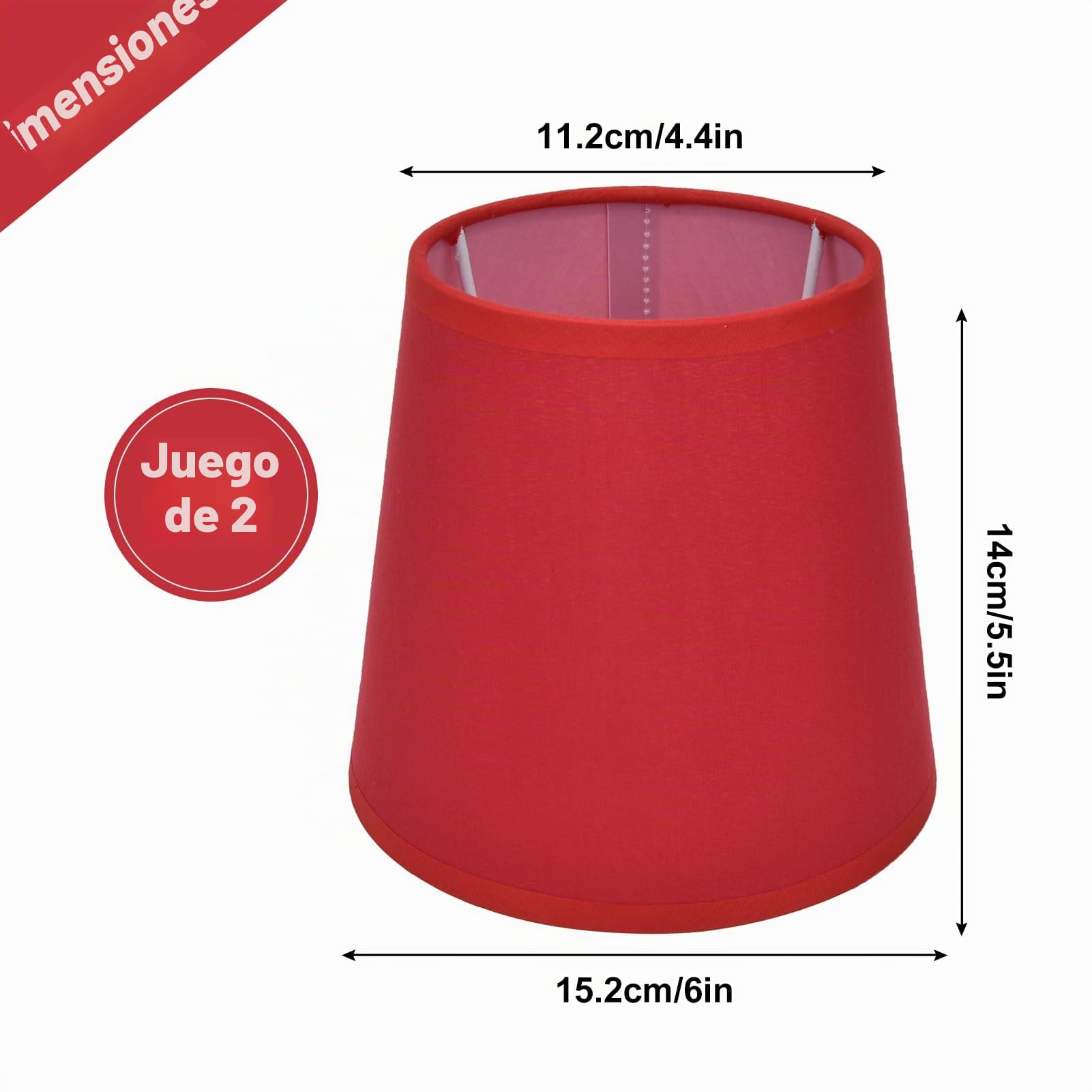 2 Uds., Lámpara De Interior, Pantalla De Mesa, Pantalla De Tela, Pantalla De Luz E14, Cubierta De Lámpara De Tela, Decoración Del Hogar Para Candelabros E14, Lámparas De Mesa Y Lámparas De Pie(Rojo)