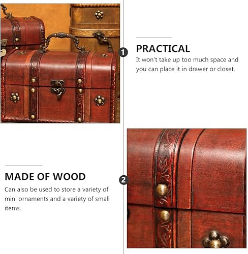 Miniatura 6 de Caja decorativa grande de madera con tapa con bisagras, cajas de recuerdo decorativas de madera grande para joyas, tesoros, regalos, juguetes,