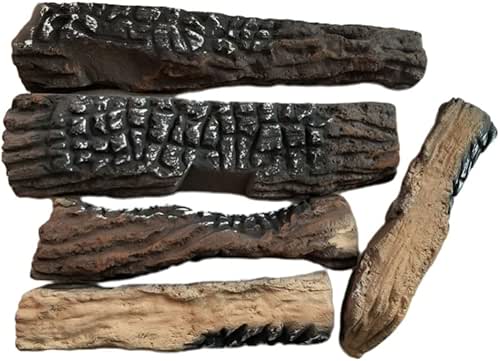 Feeshoppher Lot de 5 bûches artificielles réalistes en bois de