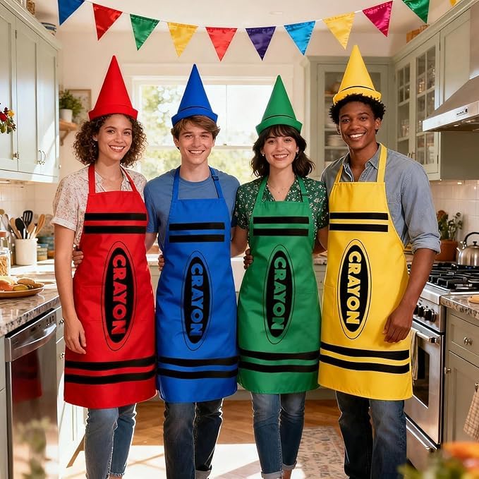 HMifjUM World Book Day Crayon Costume Adults, Funny Gnome Cone Hat Costume Set for Men Women, Teachers' World Book Day Colorful Costumes Cosplay Dress Up Outfits Fancy Dress for Adults (RED)