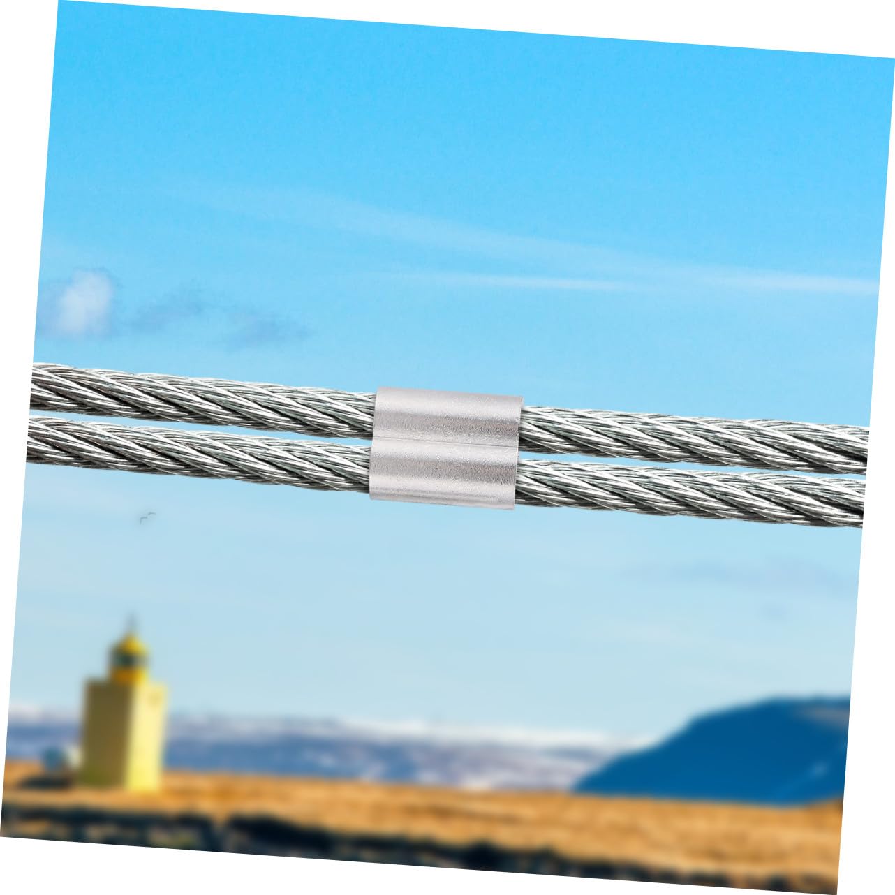 KOMBIUDA Abrazaderas de Aluminio para Cable de Acero con Manguito Doble Orificio, 320 Piezas de Clips para Cable (1.2mm a 8mm), Resistentes Corrosión para Trabajos Agrícolas E Industriales