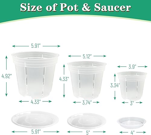 Miniatura 2 de Maceta para orquídeas Blumiger, paquete de 18 - 6 de cada una de 4,5,6 pulgadas con 18 platillos a juego, macetas para orquídeas con agujeros,