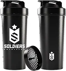 Coqueteleira Slim 600ml - Soldiers Nutrition (Preta Logo Branco)