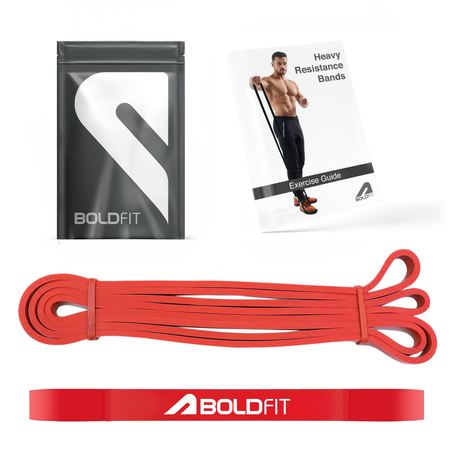 BoldfitHeavy Resistance Band for Workout Exercise & Stretching Pull Up Bands For Home Exercise & Gym Exercise Bands for Men & Women Resistance Tube Loop Bands Toning Bands - Red ( 7-15 Kg)