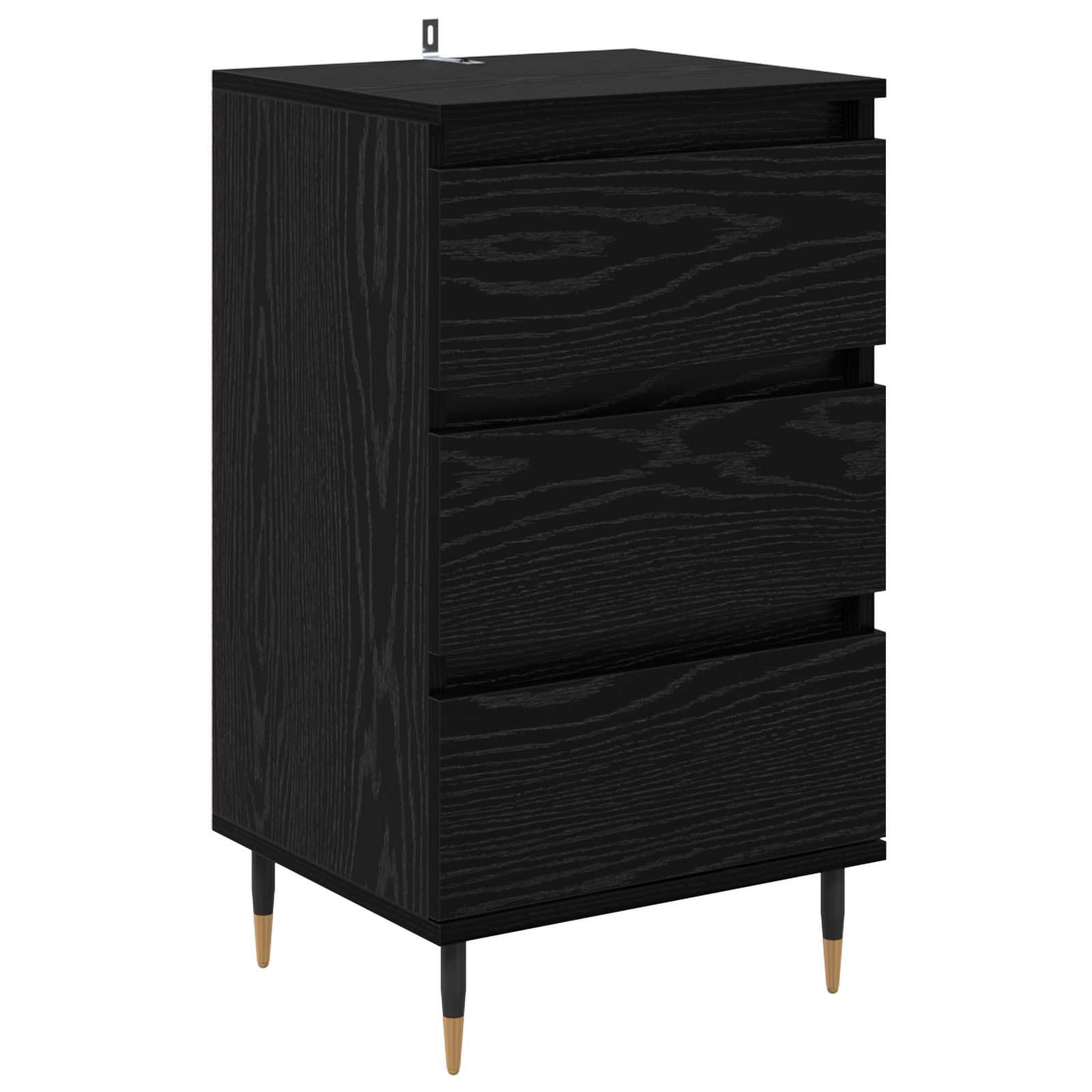 Hothingwell Drewniany bufet inżynieryjny czarny 70 cm