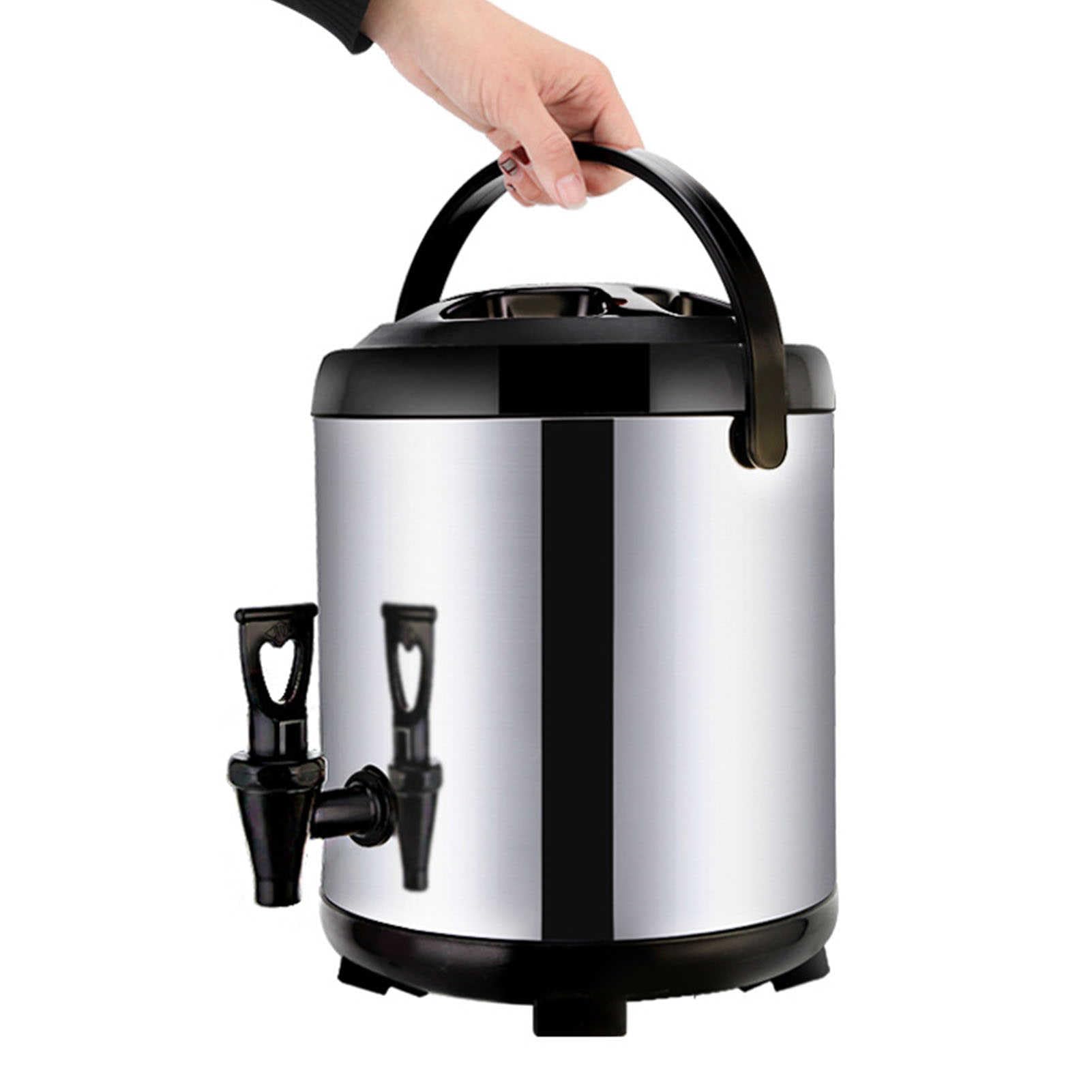 asdchZen Stainless Steel Beverage Dispenser With Tap, Insulated For Hot Cold Drinks, Coffee Tea Juice Server For Catering,10L