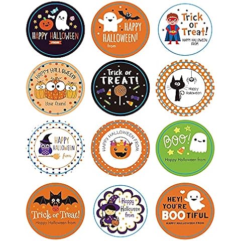 10 Sheets Halloween Stickers for Kids with 12 Kinds Different Design Seal for Envelope Party Gifts Baking Candy Gift Box Business Decoration (120pcs) Cover