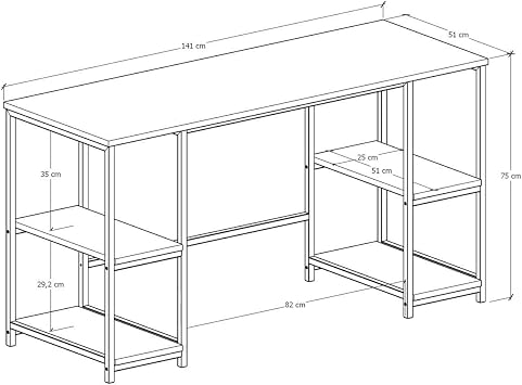 140 * 50 Cm Metal Working Computer Office Desk with Bookcase