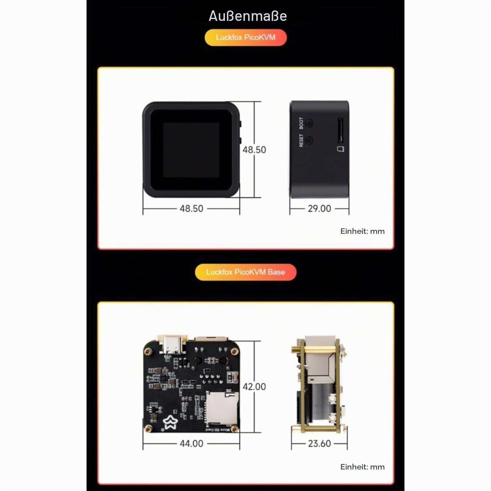 Luckfox PicoKVM Lightweight IP KVM Remote Management Tool, Supports 1920 × 1080@60fps HDMI Video Input and HID Signal Output for Device Control (1 piece,Full Kit)