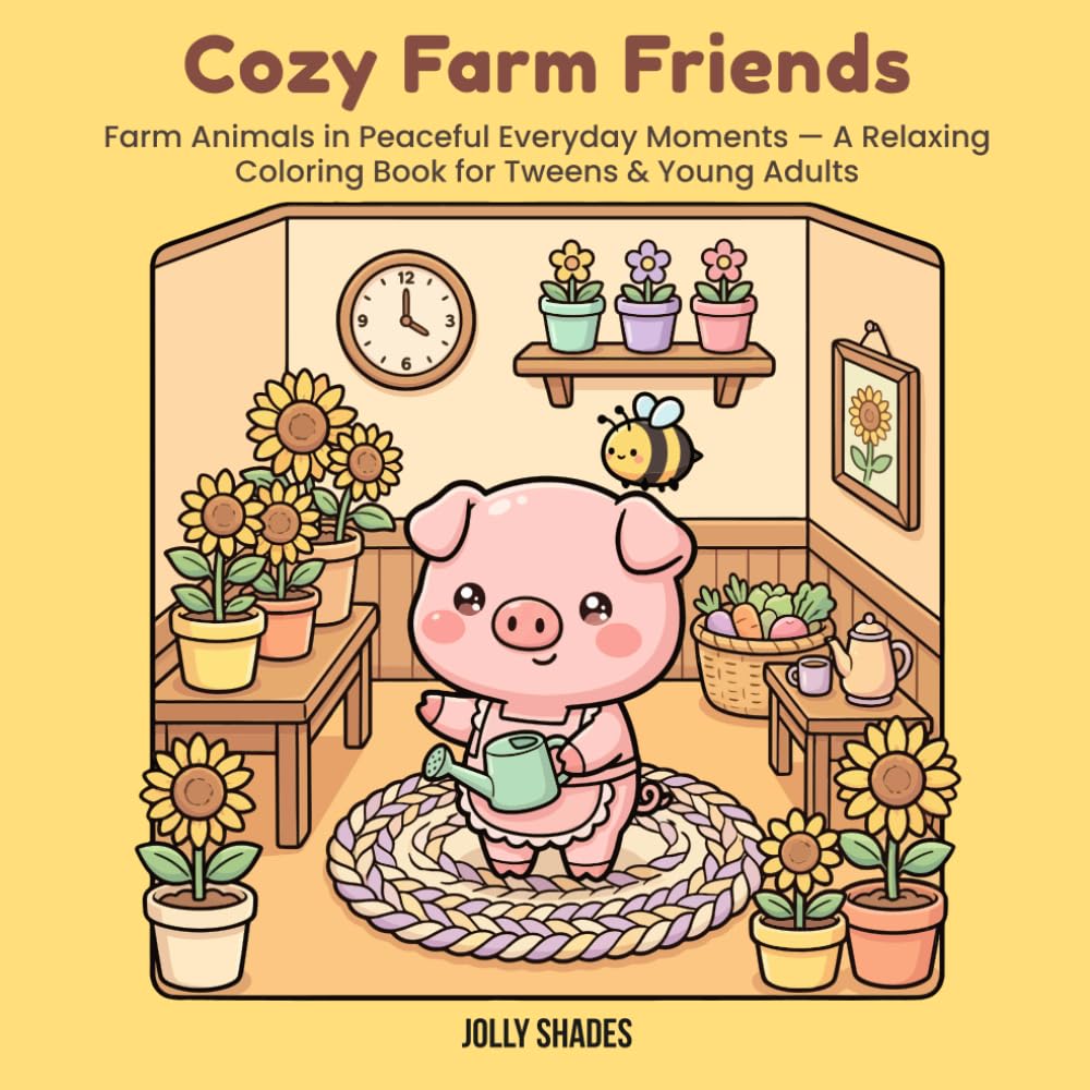 Cozy Farm Friends: Animals in Peaceful Everyday Moments — A Relaxing Coloring Book for Young Adults