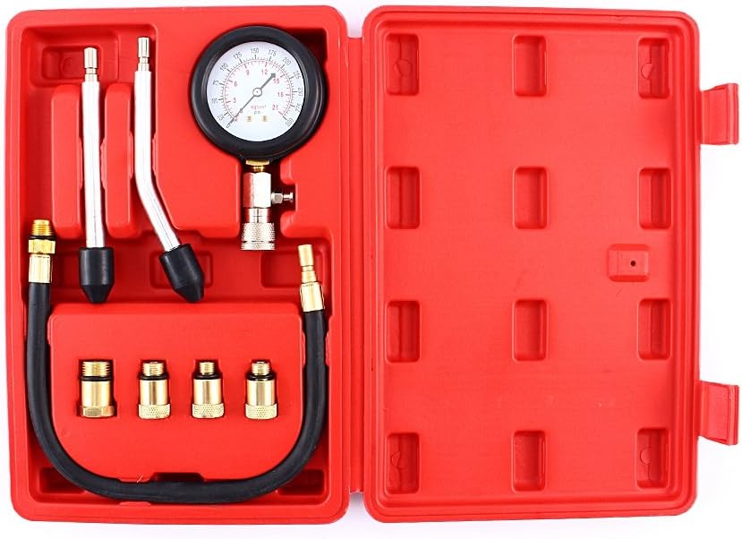 Back Pressure Tester Compression Tester, Portable Car Motorcycle Petrol Engine Compression Tester Test Tool Gauge Diagnostic Kit Tool