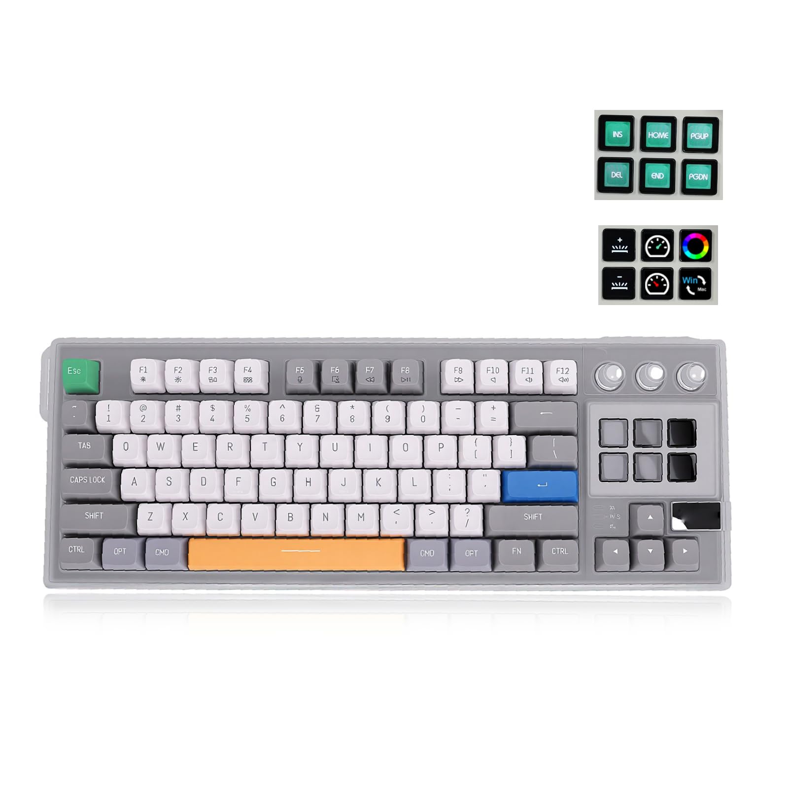 Goshyda Tastiera Meccanica LCD AI, Layout 80% Tastiera USB Cablata Hot Swappable a 78 Tasti con Controllo Manopola Schermo LCD, per PC da Gioco