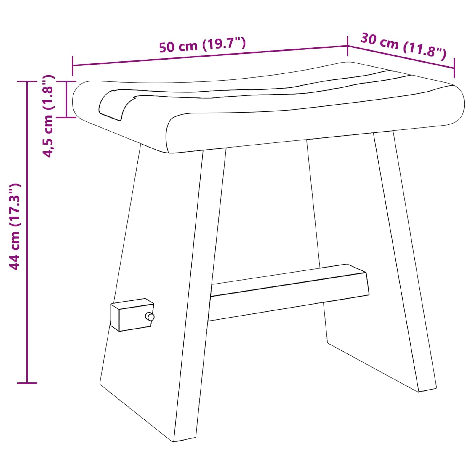 Générique Stołek prysznicowy z litego drewna Suar 50x30x44 cm, ręcznie robiony stołek łazienkowy z blatem z żywicy i szkła, nowoczesny design do roślin lub akcesoriów, maksymalne obciążenie 110 kg