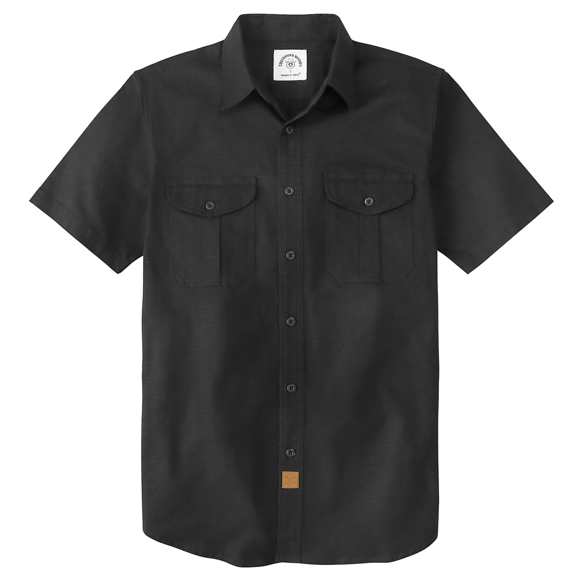 Dubinik® Mens Short Sleeve Button Down Shirts 2 Pocket Work Casual Vintage Cotton with Stretch