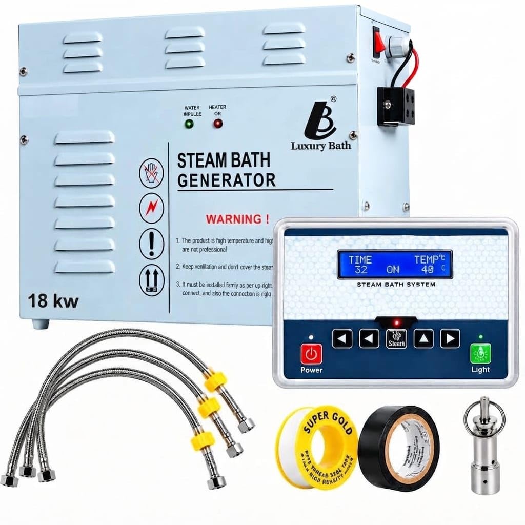 steam bath generator with digital control panel, 18kw | fully automatic operation