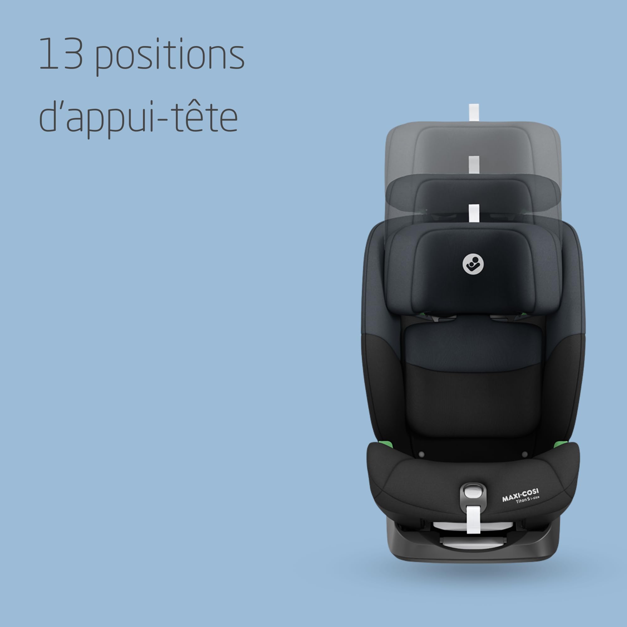 Maxi-Cosi Titan S i-Size, Rehausseur Voiture Enfant, 15 mois à 12 ans (76 à 150 cm), Siège‑auto ISOFIX, 5 Positions d'Inclinaison, Protection G-CELL, Harnais de Sécurité 5 Points, Tonal Black