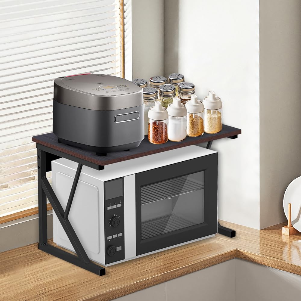 HUOLE Scaffale Cucina Salvaspazio, Espandibile Mensola Microonde, Mobile Cucina Salvaspazio Scaffale a 2 Livelli, adatto per Forni a Microonde, Utensili da Cucina -54 * 35 * 34,5 cm-nero