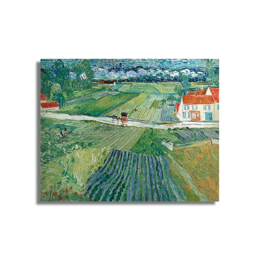 Leinwandmalerei Reine Handzeichnung Innenkünstler Nach Regen im Dorf Wohnzimmer Dekorative Wandkunst Bilder 40x50 cm /15.7 "x 19.7" Schwarzer Rahmen-3