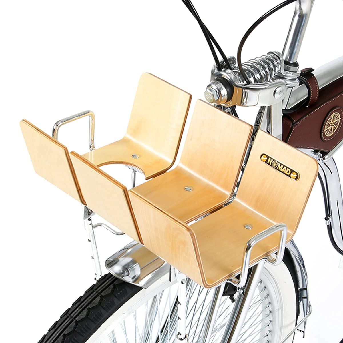 UNISTRENGH Wooden Bike Front Basket Adjustable Folding Simple Bicycle Front Pannier Basket Front Bike Rack Holland Bike Carrier (Silver - 11.8''L x 8.7''(Upper Width)/5.9''(Below Width) x 3.9''D)