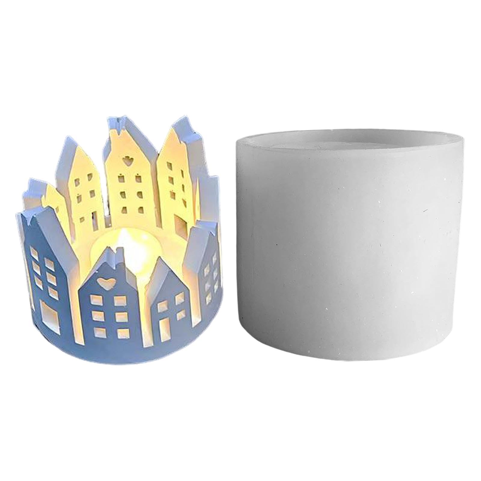 1 Stück Silikon-Gießform 'Häuser' | 19,7cm Durchmesser Für Kerzenhalter, Seife, Gips, Epoxidharz