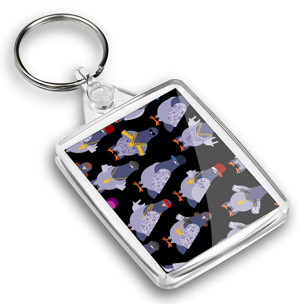 Destination Vinyl Ltd 1 x Photo Keyring - Gangster Pigeon Birds ny Joke Hood |Keychain|Keyring|Charm| #45129