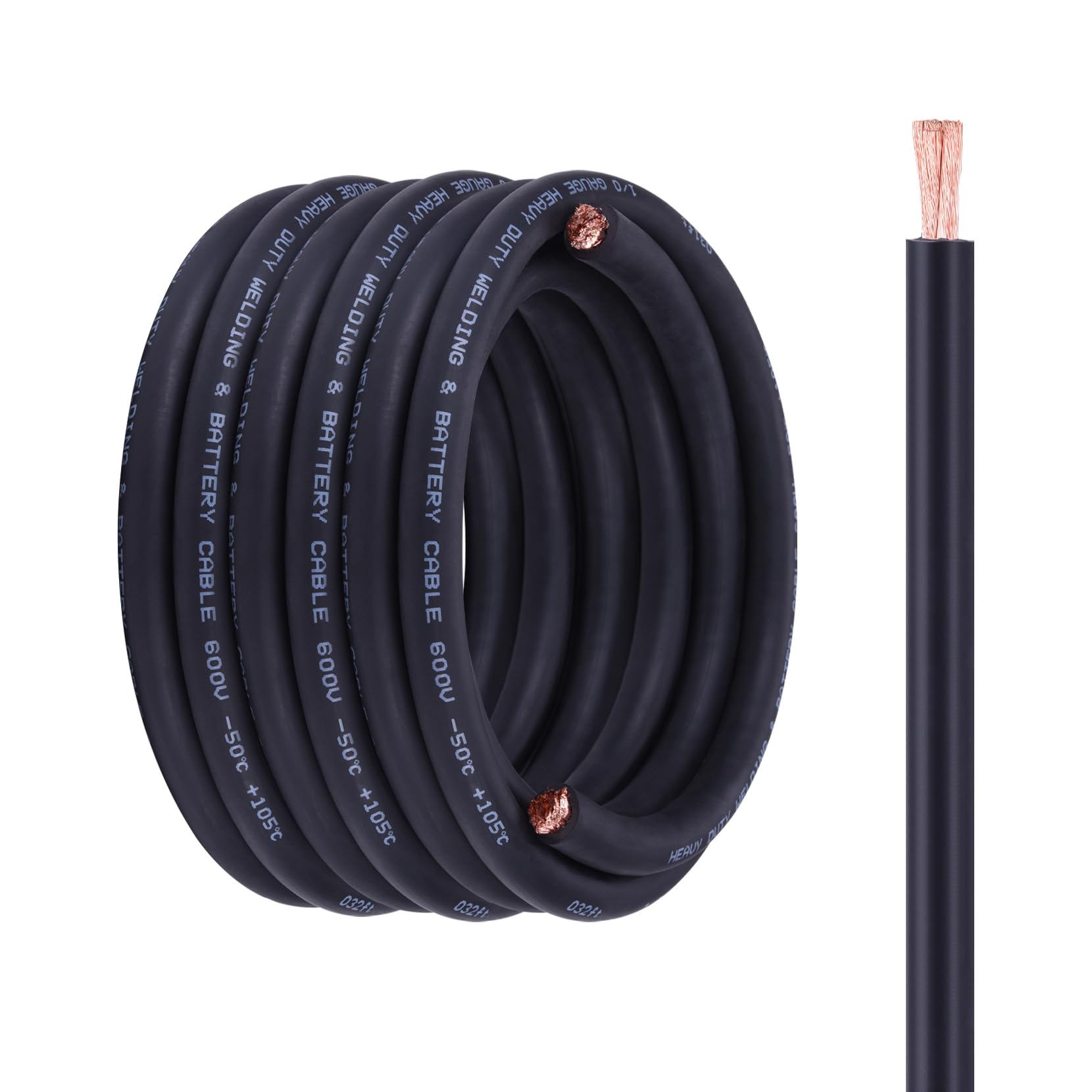 1/0 Battery Cable, 30FT Black 1/0 Wire, 1/0 Welding Cable for Automotive, Battery, Solar and Marine