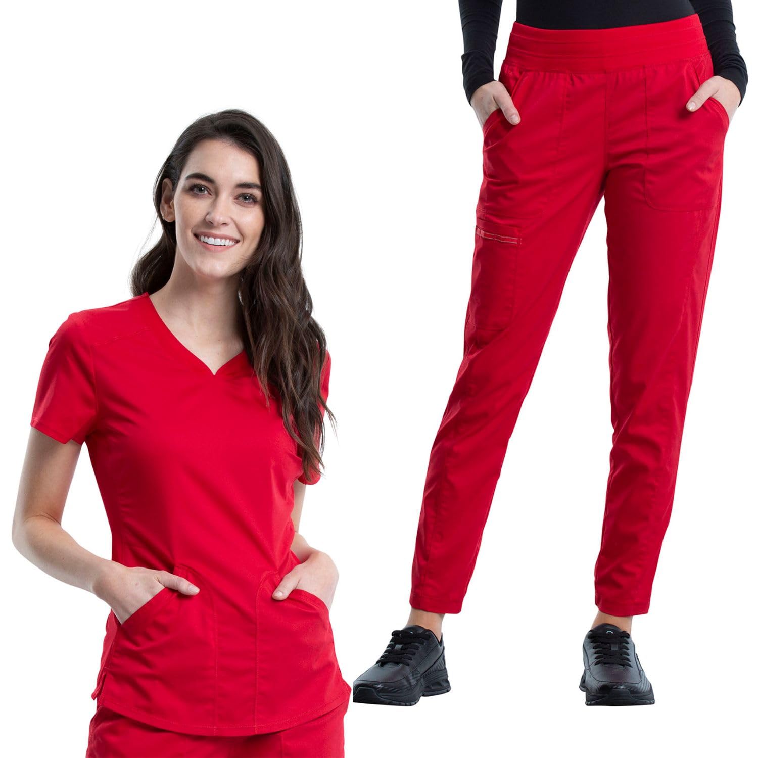 Cherokee Conjunto de ropa quirúrgica para mujer con cuello en V y pantalón