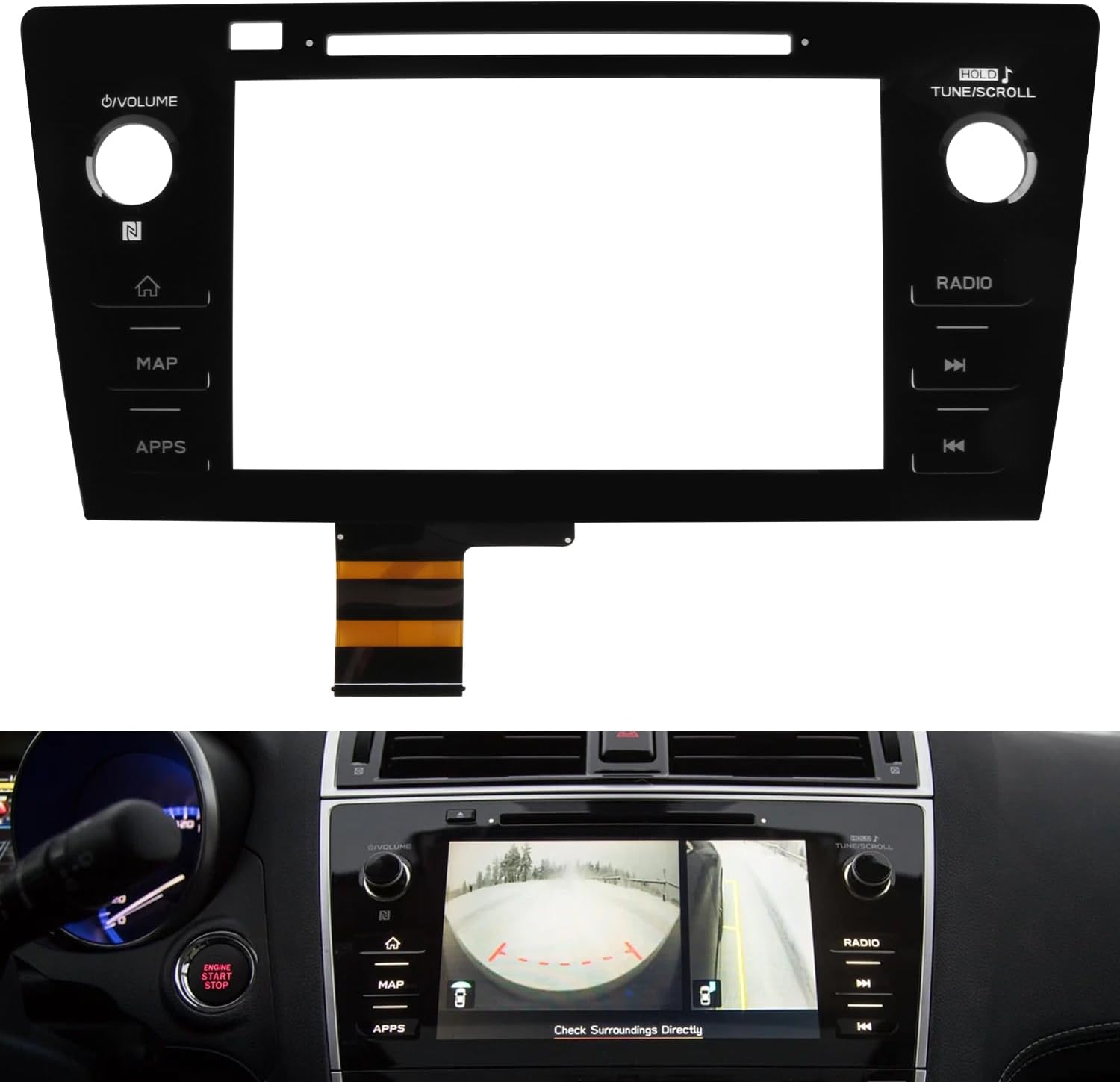 for Subaru Outback Legacy Radio Touch Screen Digitizer Replacement 2018 2019, Fit for 86471-AL65A 86471-AL66A 86471-AL68A 86431-AL66A 86431-AL62A Navigation System-Map Button
