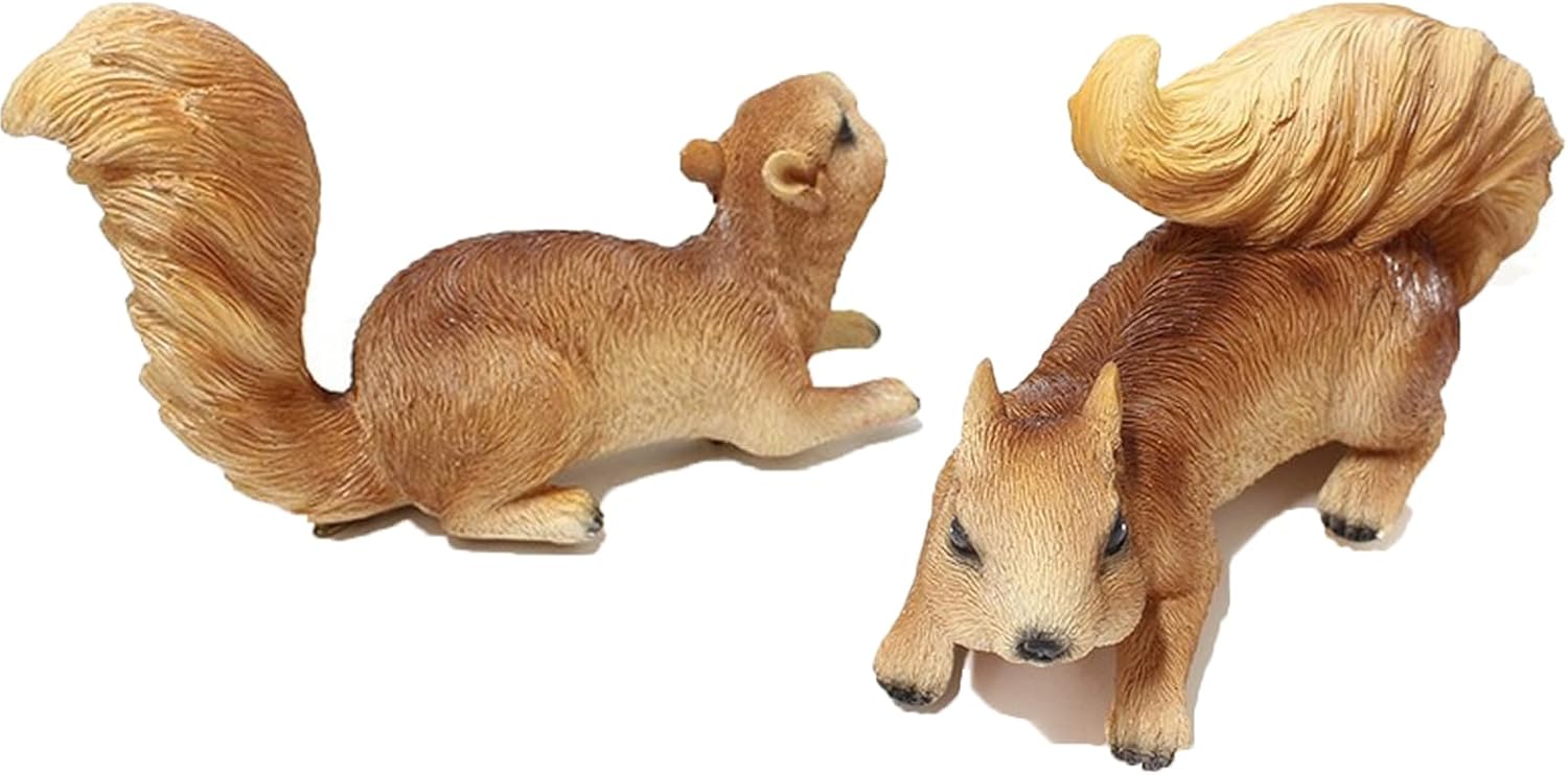 Garden Decor Outdoor 2pcs Squirrel Statues Tree Hugger Lively Squirrel Painted Resin Sculptures