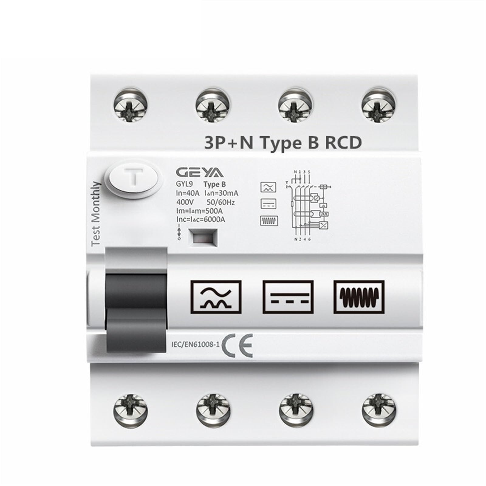 Diferencial Tipo B GYL9 4P 63A para proteger puntos de recarga de vehiculos electricos en casa