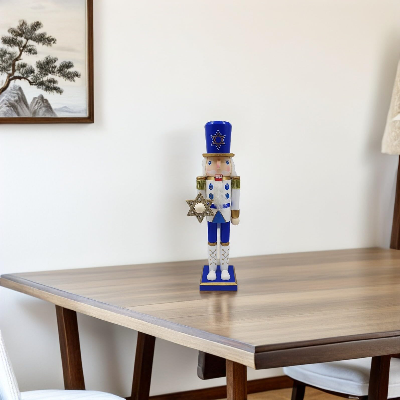 Cascanueces de Hanukkah de Madera de Adorno de Soldado y Estrella de David para Decoración de Mesa Fiesta Judía Figura de Madera