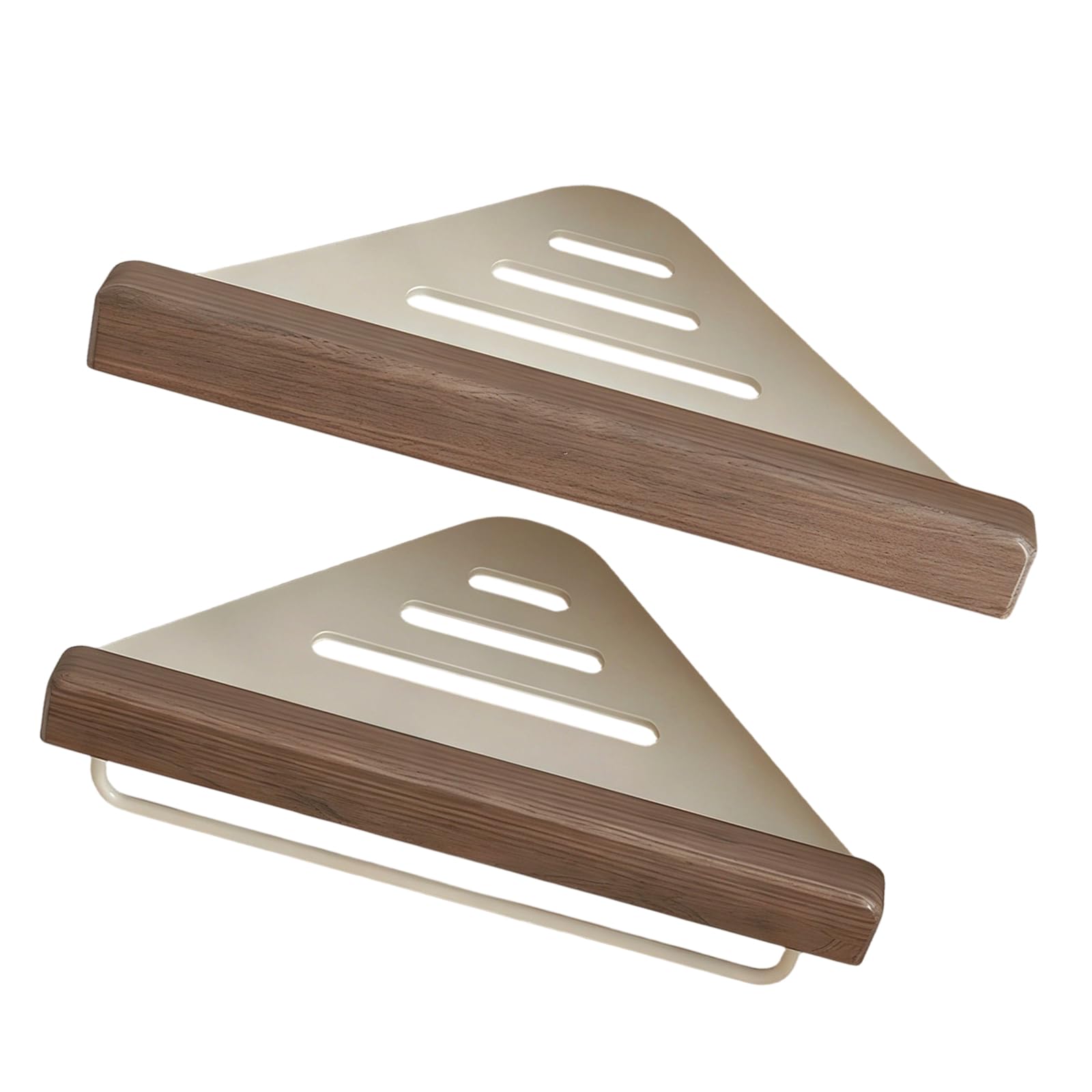Cazstyk A Corner Basket Bathroom Shower Shelf Wall Mounted Corner Triangle Basket Bathroom Hardware For Room Wooden Space Saving Triangular Rack For Storage