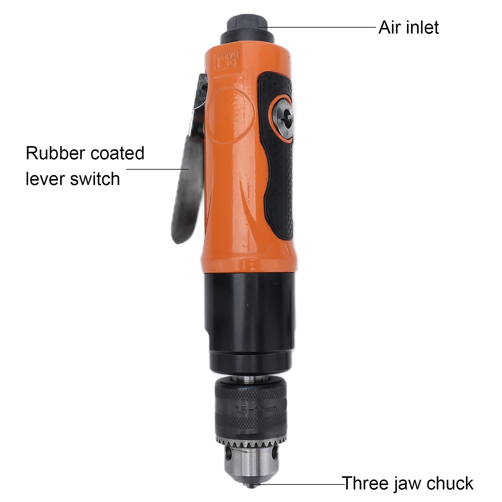 Kit de taladro neumático recto Máquina de taladro neumático reversible Herramientas neumáticas Velocidad ajustable 3/8" KP‑555A (estilo europeo))