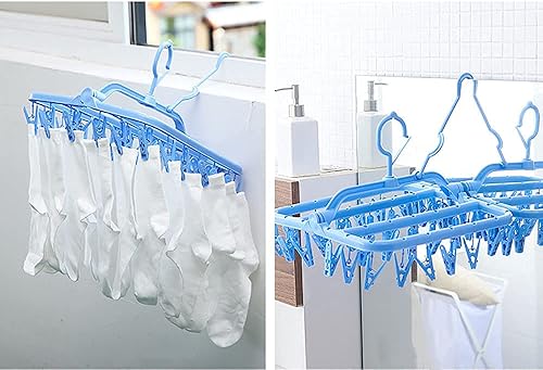 Miniatura 4 de Radefasun Gancho de clip y goteo con 32 clips gancho giratorio de plástico portátil plegable para ropa de bebé accesorios de viaje plegables para