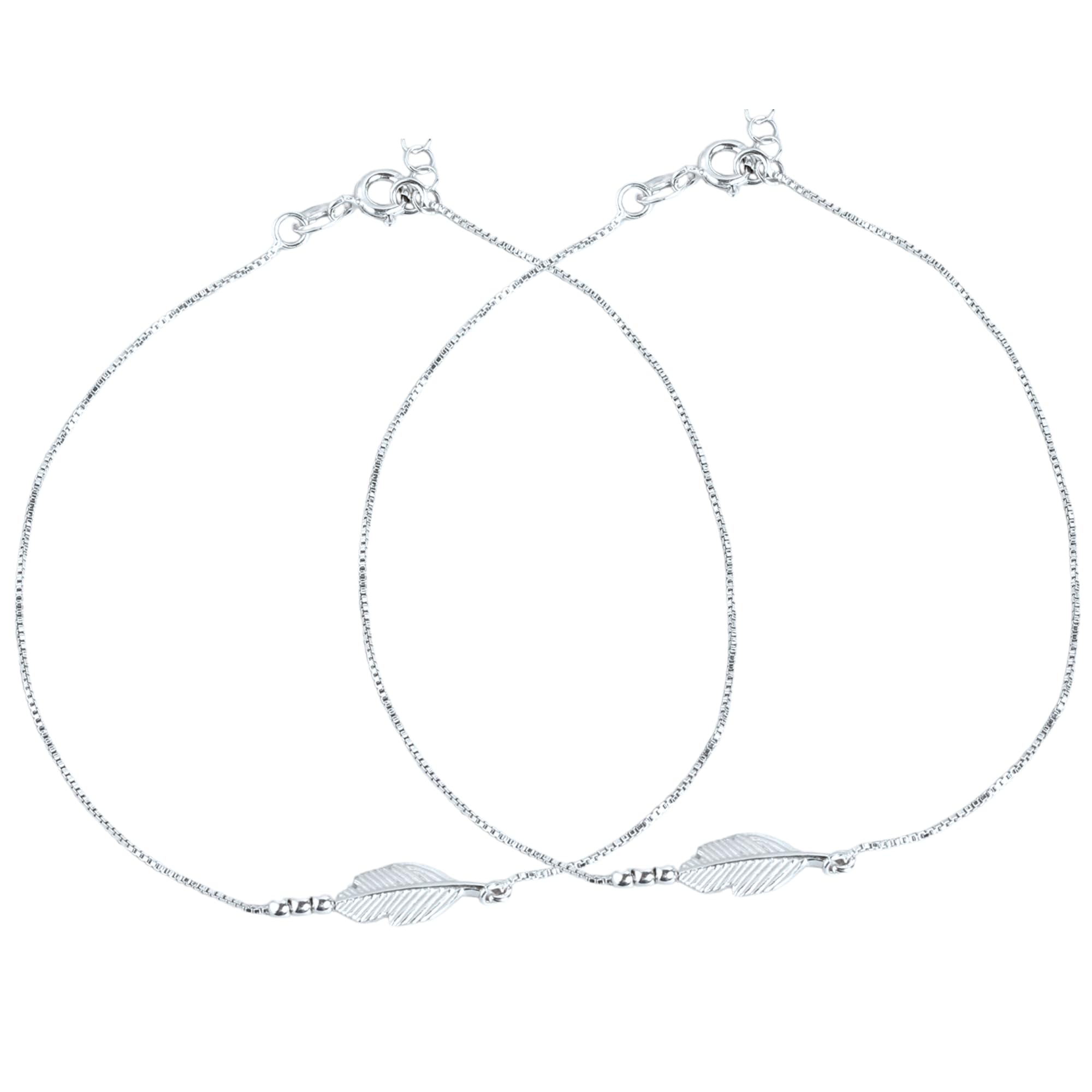 zavya 925 Sterling Silver Designer Leaf Rhodium Plated Adjustable Chain Anklet (Pair) | Gift for Women & Girls | 1 Year Plating Warranty-picture-18