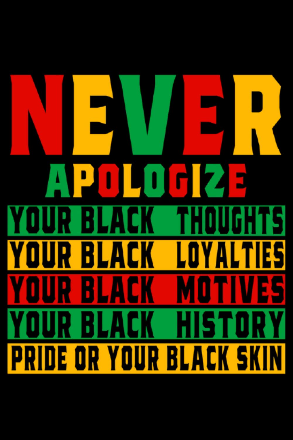 Never Apologize Black History Month BLM Melanin Pride Afro Notebook: Black History Notebook - Notebook/Diary, African American Quote, Black History ... (Inspirational Card Alternative Gift Ideas)