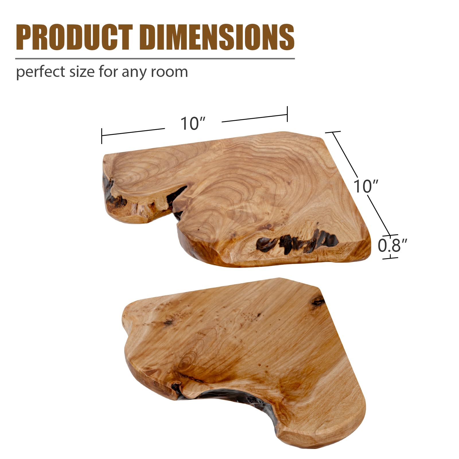 WELLAND Live Edge Cedar Corner Shelves - Floating Wall Decor -2