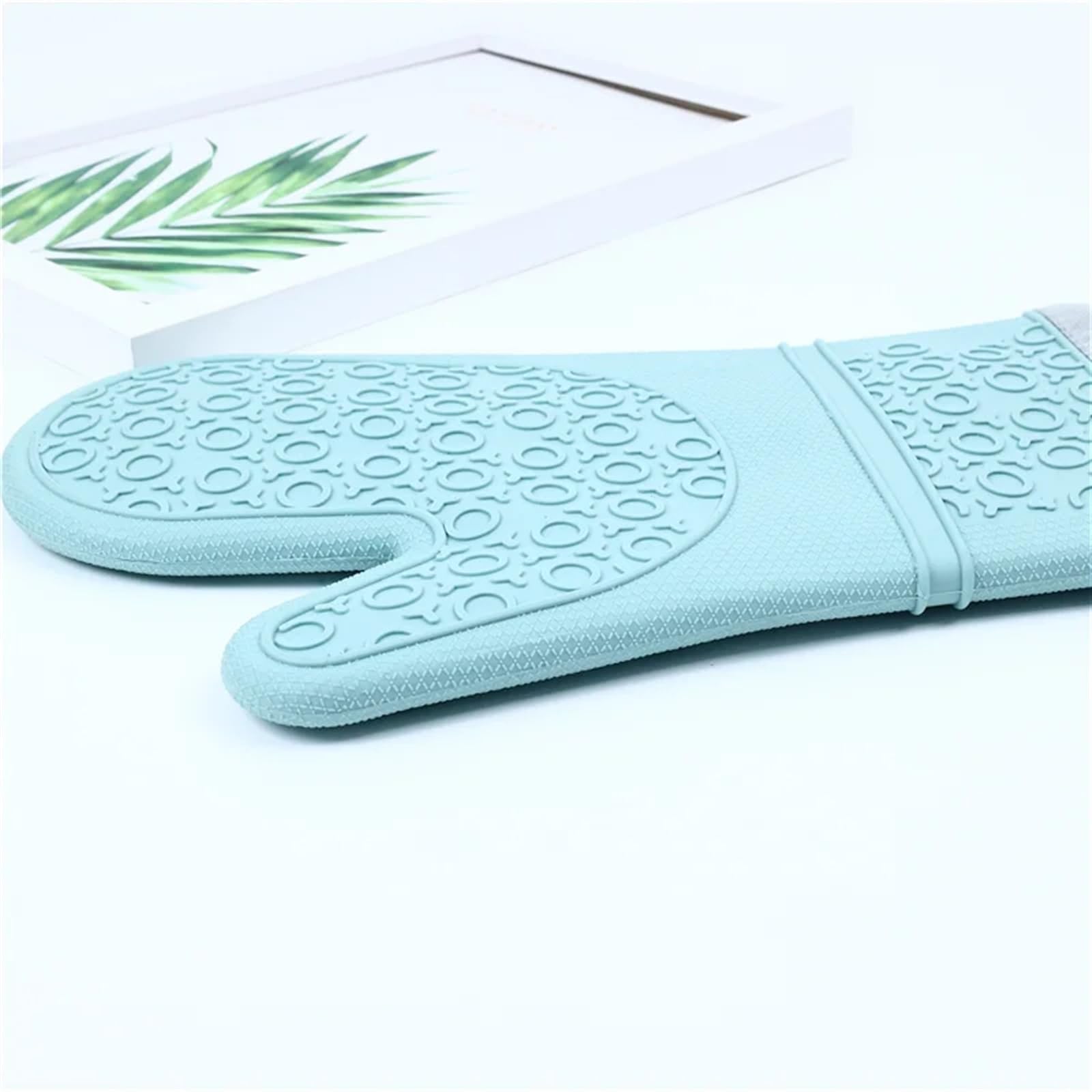 MRKU Gants de Cuisine en Silicone antidérapants et résistants à la Chaleur, Doublure Douce en Polyester, imperméables, Longs, Flexibles et épais.